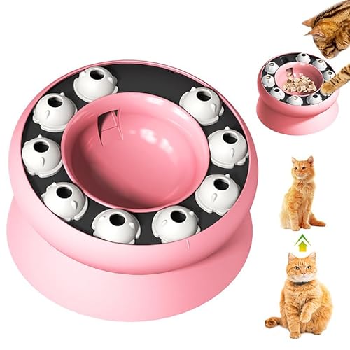 Hoclauho Fressnapf für Katzen und Hunde, Anti-Schling-Napf, Erhöhter Futternapf für langsames Fressen, Interaktiver Feeder für Katzen und kleine Hunde, Futternapf Katze (Rose, Normal) von Hoclauho