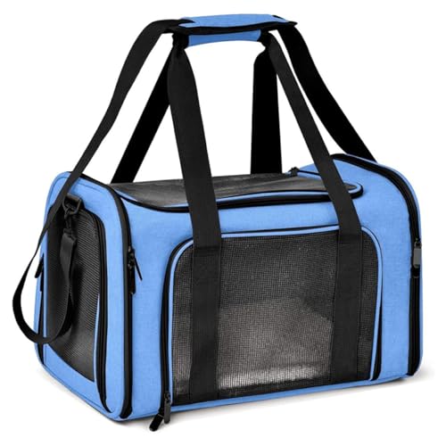 Pet Bag Outdoor Portable Bag Foldable Breathable Cat Bag Große Kapazität Zwei kleine Katzen Auto Reisen Hund Tasche Transporttasche für Katze Hund L 45cm x B 30cm x H 30 cm (Blau) von Hoclauho