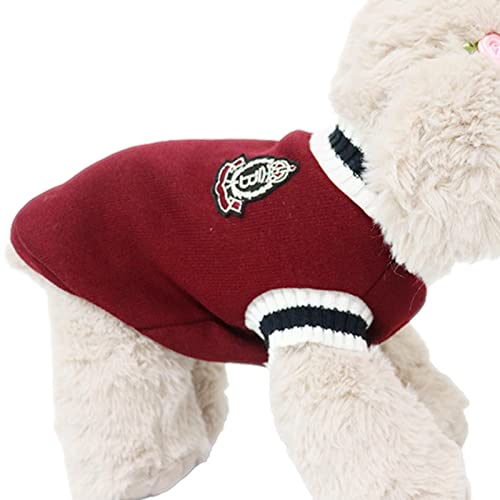 Hods Haustier-Strickpullover - Bequemes warmes Welpen-Sweatshirt für College-Stil - Leichter, Warmer Hund, Dicker Pullover mit V-Ausschnitt, College-Stil, Winterkleidung für kleine Hunde, mittelgroße von Hods