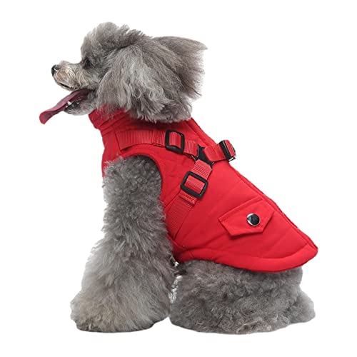 Hods Hundemantel mit Geschirr | Winter Hundemantel Fleece Hundejacke Wasserdichter Hundemantel - Warme Mäntel mit Reißverschluss für kaltes Wetter für Welpen und Katzen beim Wandern von Hods