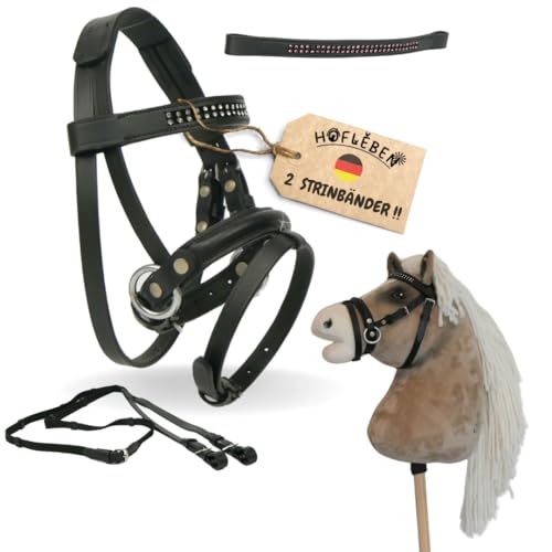 Hofleben ® - Hochwertige Spielpferd Zubehör Trense mit 2 Stirnbändern (Silber + Pink) und Zügel | Hobby Horse Trense | Hobby Horse Halfter | Trense Pony | gebisslose Trense Pferd von Hofleben