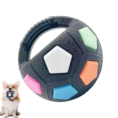 Hogvinnatil Fußballkauen Spielzeug für Hund, Hund Fetch Football,Interaktiver quietschender Handheld Round Football - Haustiertraining liefert Hundekaukugel für Aggressive Kauen von Hogvinnatil