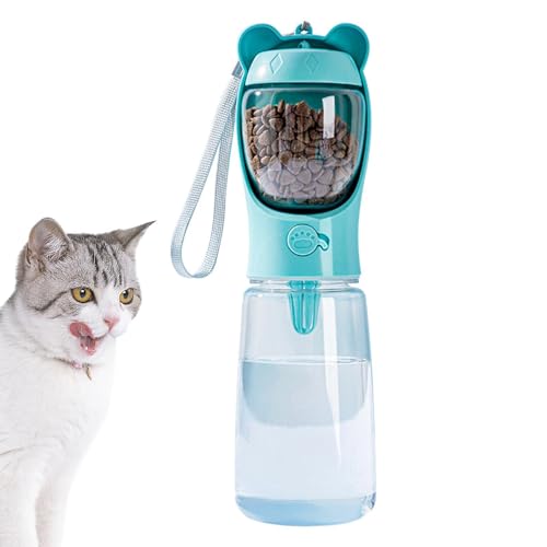 Hogvinnatil Hundewasserflasche mit Lebensmittelbehälter, Hundereisen Wasserflasche Spender - 2 In 1 Hundefutter integrierter Trinkbrunnen - Hundereisen Accessoires, Haustier Wasserspender für Gehen von Hogvinnatil