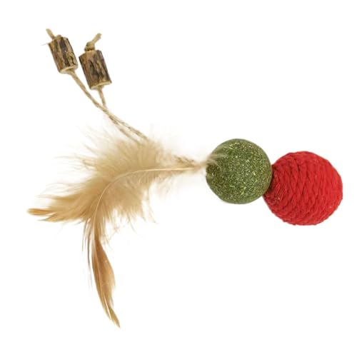 Hogvinnatil Interaktives Katzenspielzeug mit Feder, Katzenfederspielzeug | Kitten Teaser Toys - Kätzchen -Katzenminze -Ball, Kautentrainungsgerät für gelangweilte Innenhüter Haustiere von Hogvinnatil