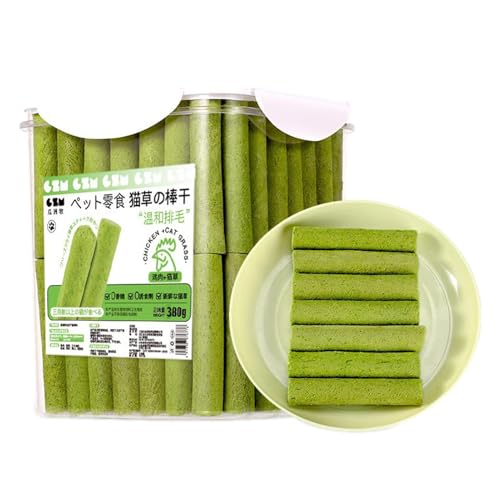 Hogvinnatil Katzengras Snack | Katzengras Sticks | Cat Grass Teething Stick | Gefriergetrocknet Snacks Für Katzen Für Die Zahnpflege Und Haarknäuel Entfernen | Beißstab Aus Katzengras von Hogvinnatil