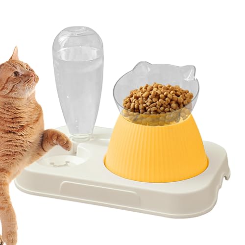 Hogvinnatil Katzenschalen für Innenkatzen, Katzenfutter und Wasserschale - Multifunktionaler automatischer Feeder -Wasserspender,Füttern Station abtrennbare kleine Hundebläsen für von Hogvinnatil