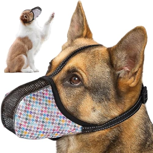 Hogvinnatil Mesh Dog Mündung, weiche Mündung - Air Mesh Pet Mundschutz verstellbar atmungsable - Anti-Biting Barking-Kautrainings-Mündung verhindert, DASS Wildtiere das Schnurren und Hunde keuchend von Hogvinnatil