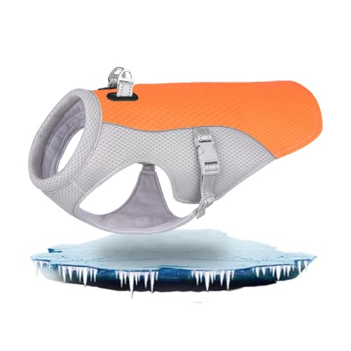 Dog Cooling Vest for Summer, Cooling Harness for Dogs, Cool and Comfortable Dog Coat, Pooch Cooling Vest, Dog Cooling Vest Adjustable & Breathable Ice Vest for Dogs (M,Orange) von Hohny