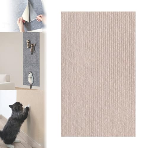 Katzenkratzmatte, Kletternder Katzenkratzer, Selbstklebende Katzenkratzmatte, Katzenwandkratzer, Zuschneidbares, An Der Wand Montiertes Katzenkratzpad (Beige,16 * 39in) von Hohny