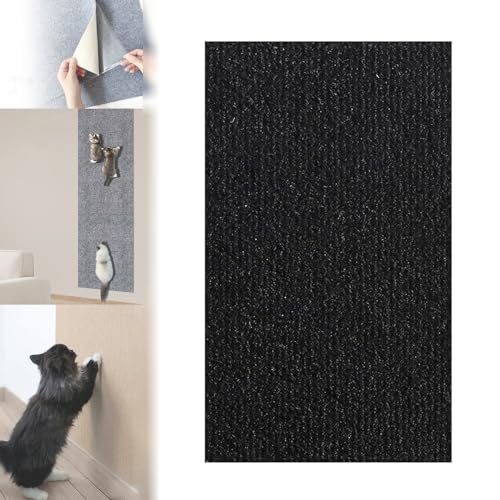 Katzenkratzmatte, Kletternder Katzenkratzer, Selbstklebende Katzenkratzmatte, Katzenwandkratzer, Zuschneidbares, An Der Wand Montiertes Katzenkratzpad (Black,12 * 39in) von Hohny