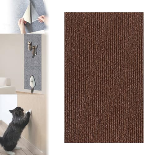 Katzenkratzmatte, Kletternder Katzenkratzer, Selbstklebende Katzenkratzmatte, Katzenwandkratzer, Zuschneidbares, An Der Wand Montiertes Katzenkratzpad (Brown,16 * 39in) von Hohny