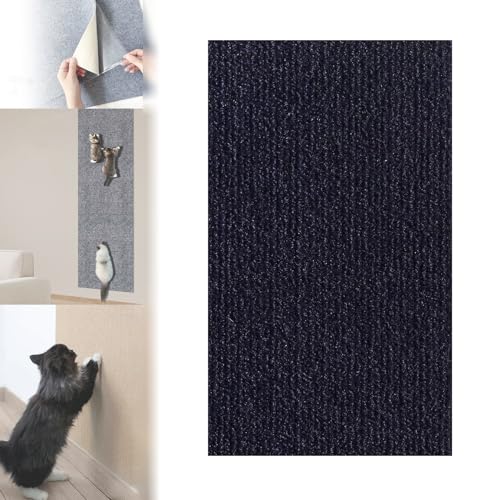 Katzenkratzmatte, Kletternder Katzenkratzer, Selbstklebende Katzenkratzmatte, Katzenwandkratzer, Zuschneidbares, An Der Wand Montiertes Katzenkratzpad (Dark Blue,12 * 39in) von Hohny