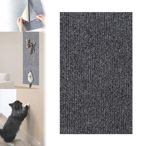 Katzenkratzmatte, Kletternder Katzenkratzer, Selbstklebende Katzenkratzmatte, Katzenwandkratzer, Zuschneidbares, An Der Wand Montiertes Katzenkratzpad (Dark Gray,12 * 39in) von Hohny