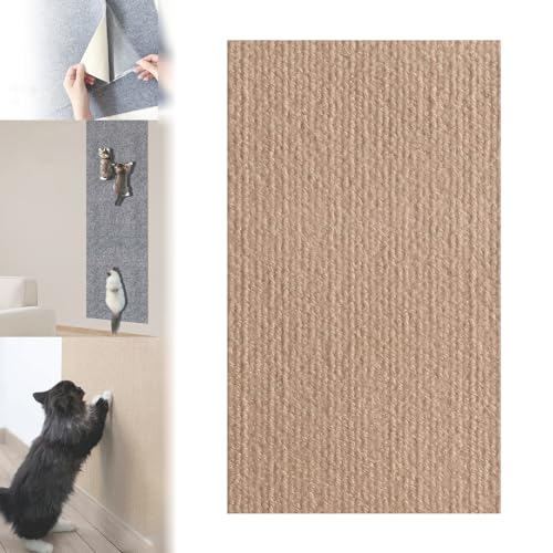 Katzenkratzmatte, Kletternder Katzenkratzer, Selbstklebende Katzenkratzmatte, Katzenwandkratzer, Zuschneidbares, An Der Wand Montiertes Katzenkratzpad (Khaki,12 * 39in) von Hohny