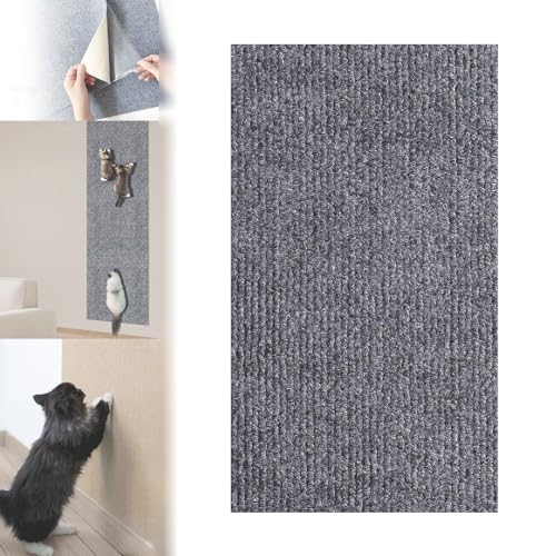 Katzenkratzmatte, Kletternder Katzenkratzer, Selbstklebende Katzenkratzmatte, Katzenwandkratzer, Zuschneidbares, An Der Wand Montiertes Katzenkratzpad (Light Gray,16 * 39in) von Hohny