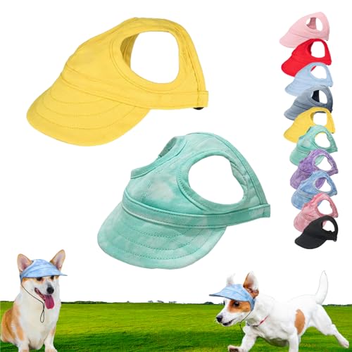 Outdoor Sun Protection Hood for Dogs, Adjustable Dog Sun Protection Baseball Hat Cap, Dog Visors for Small Dogs, Summer Outdoor Pet Sun Protection Hat for Dogs Cats (M,2Pcs-03) von Hohny