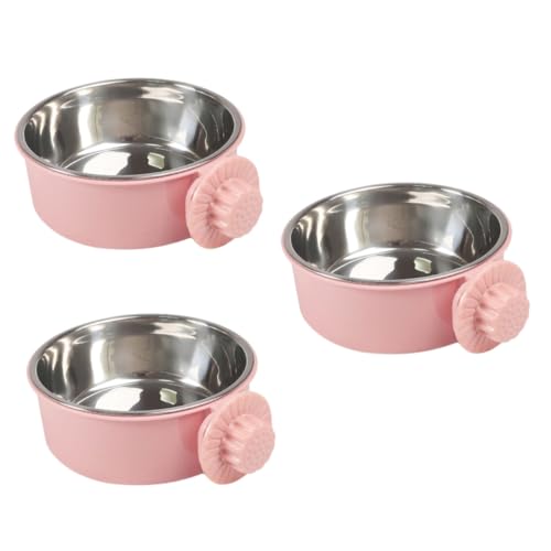 3St Haustiernapf pet Feeder pet Supplies Wassernapf für Haustierfutter zum Aufhängen Zwingernäpfe für Hunde Katze Welpe Lebensmittel Futterautomat für Haustiere Hundefutter Rosa Hohopeti von Hohopeti