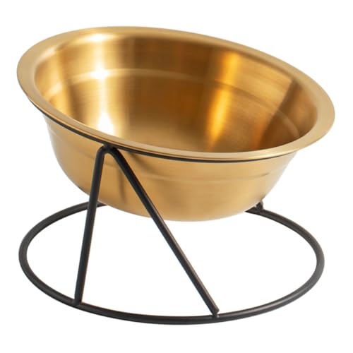 Hohopeti 1 Satz Futter Becken für Katzen und Hunde Hundenapf aus Edelstahl Einzelständer für Hundenapf pet Feeder pet Food Container Haustier katzenfutter Hundefutter Wasserzufuhr Golden von Hohopeti