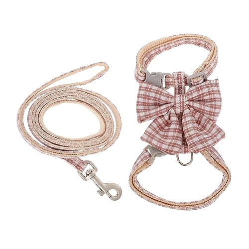 Hohopeti 1 Satz Katzenleine pet Supplies cat Leash Haustierleine katzenhalsbänder Katzenregale Trainingsleine für Haustiere Katzengeschirr und Leine Kätzchen-Westengurt Polyester Rosa von Hohopeti