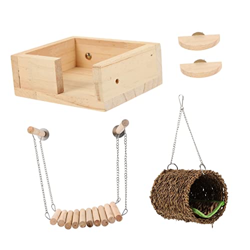 Hohopeti 1 Satz Hamster-Spielzeug Hölzern Hamsterschaukelbett Hamsterleiter Aus Holz Hamster Schaukel Aus Holz Hamsterzubehör Für Käfige Kletterspielzeug Für Hamster Pedal Spiel von Hohopeti