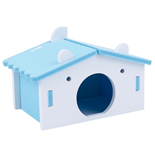 Hohopeti 1Stk Hamster Nest Schlafhaus hamsterbett pet Bed Hamster Nest cat House Hamster Bed Hamsterkäfig Hamsterspielzeug Kleintierhaus Haustierkäfig Haustiernest hölzern Blue von Hohopeti