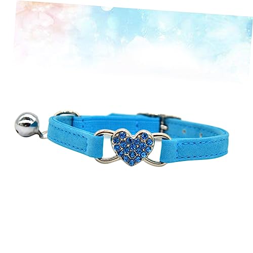 Hohopeti 1Stk Katzenkette aus Strass Katzenhalsbänder -Bling- Herz- Welpen für Welpen Welpenhalsband Herz Strass verstellbares Katzenhalsband Blue von Hohopeti