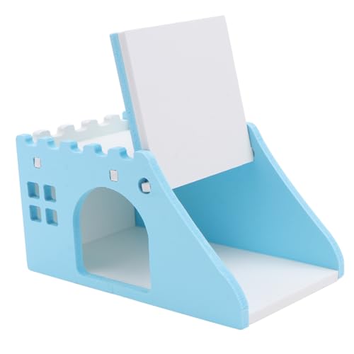 Hohopeti 1Stk Little Pet Staircase Villa Hamsterhütte Tierspielzeug Hamsterhäuser und Verstecke Hamsterversteck nagerhaus kleintierhaus Haustierspielhaus Hamsterhaus aus Holz hölzern Blue von Hohopeti