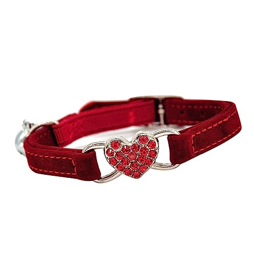 Hohopeti 1Stk verstellbares Katzenhalsband Abreißhalsband für Welpen Welpenhalsband Halsband mit Katzenglocke Katzenhalsbänder für Mädchen Welpen Katzenkette aus Strass rot von Hohopeti