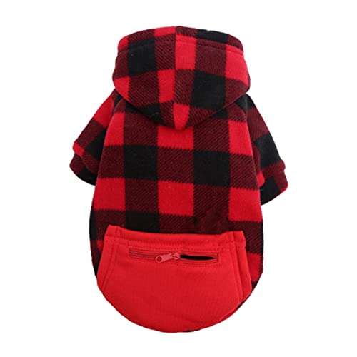 Hohopeti 1stk Haustier Mantel Karierter Hunde-Hoodie Winter-Outdoor-haustierweste Weihnachtshoodies Für Hunde Karierter Hundepullover Weihnachtskleidung Für Hunde Gurt Polyester Die Katze von Hohopeti