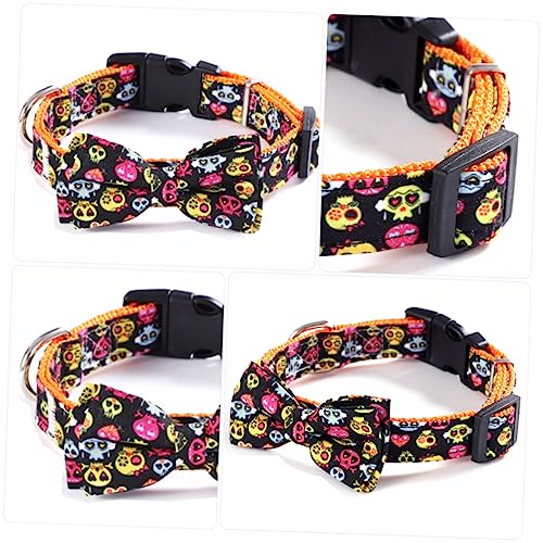 Hohopeti 1stk Haustierhalsband Kätzchen-Ornament Katzenfliege Haustier-Halloween-zubehör Hundehalsband Mit Schleife Halloween-haustierschal Katzenhalsband Hund Fliege Halloween Black Stoff von Hohopeti