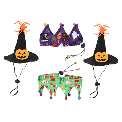 Hohopeti 2 Sätze Halloween-Hut Halloween Cosplay Hexenhüte Halloween-hundeschal Halloweenkostüm Dekorativer Hundehut Dreieckiger Haustierschal Halloween-dekor Halloween-schal Katze Stoff von Hohopeti