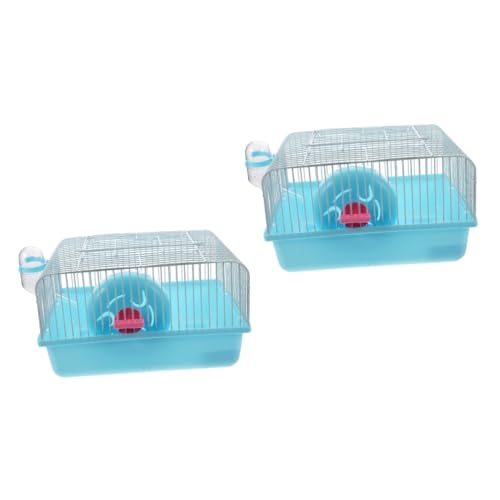 Hohopeti 2 Sätze Hamsterkäfig Haustierkäfig im Freien Hamsterfall Spielzeughamster Hamsternest Igelhütte Hamster käfig Hamster cage Hamster- -Spielzeug Outdoor-Hamsterkoffer Plastik Blue von Hohopeti