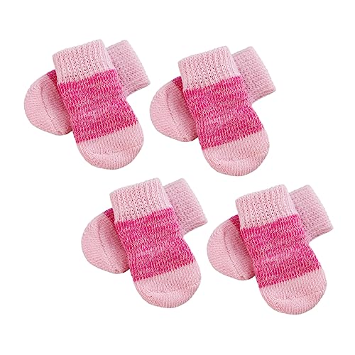 Hohopeti 2 Sätze Haustier Socken Hund Bodenbekleidung Für Welpen Socken Für Den Winter Laufsocken Für Welpen rutschfeste Socke Für Haustiere Thermische Socken Sockenschuhe Polyester Rosa von Hohopeti