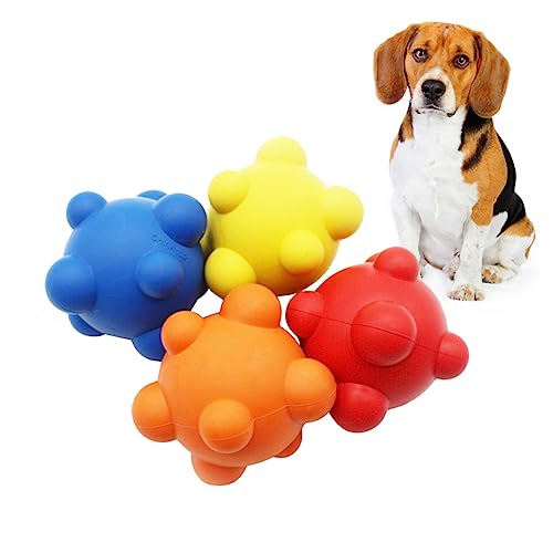 Hohopeti Hundespielzeug Bissfestes Gummiball Für Hunde Interaktives Kauspielzeug Unregelmäßiger Springball Zufällige Farbe Perfekt Für Kleine Bis Große Hunde von Hohopeti