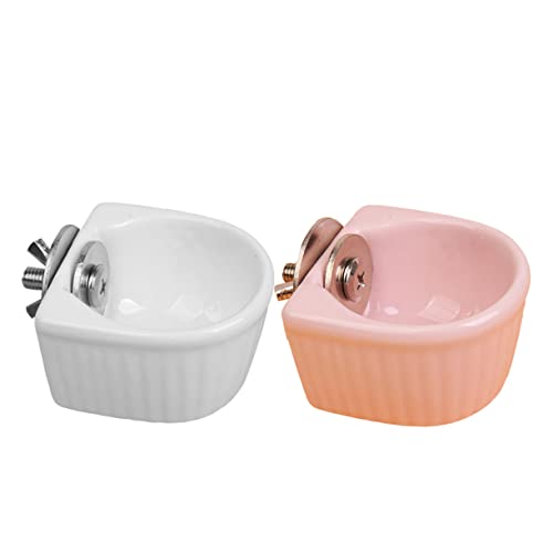 Hohopeti 2 Stück Keramische Futternäpfe für Haustiere und rutschfest für Hamster Kaninchen und Kleine Tiere Weiß und Rosa Hohopeti 2 Stück Keramische Futternäpfe für Haustiere und rutschfest für Hamster Kaninchen und Kleine Tiere Weiß und Rosa von Hohopeti