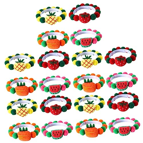 Hohopeti 20 STK Obsthalsband Für Haustiere Handgestricktes Haustierhalsband Verstellbares Hundehalsband Für Mädchen Haustier Katzenhalsband Kätzchen Fruchtbällchen Halsband Baumwolle von Hohopeti