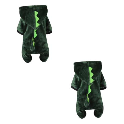 Hohopeti 2St Hunde-Outfit Warmer Welpen-Fleecepullover Welpen-Halloween-Pullover Halloween-Hundekostüme Haustieranzug Hunde-Dinosaurier-Kostü Kuhkostü Dackel warme Haustierkleidung Green von Hohopeti