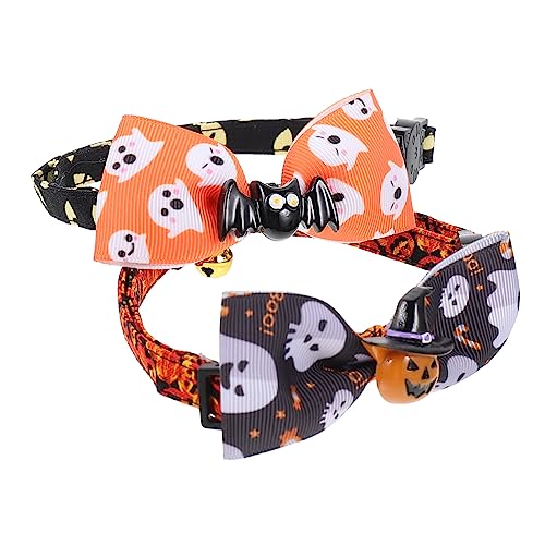 Hohopeti 2Pcs Halloween Katzenhalsbänder Fliege Katzenhalsband Zubehör für Kätzchen Katze Dekoratives Haustierhalsband Einstellbar von Hohopeti