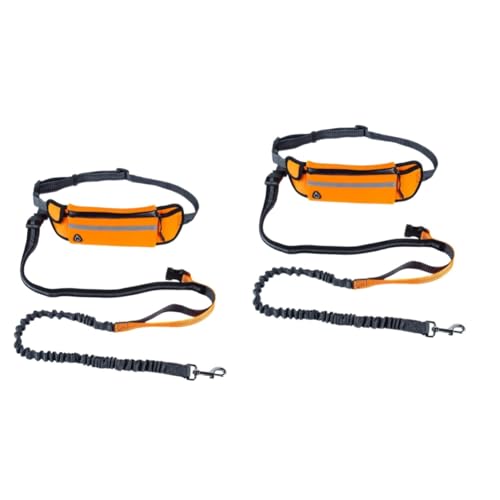 Hohopeti 2st Taillentasche Leine Traktionsgurt Für Hunde Handfreie Hundeleine Trainingsleine Haustierleine Bungee-hundeleine Gürtel Für Hunde Müllbeutelspender Hundetraining Führen Orange von Hohopeti