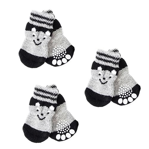 Hohopeti 3 Paare hundeschuh socken Hausschuhe Socken Haustier Anti-Welpen-Socken Katzenschuhe Paws pfotenschutz Schuhe für hundepfoten sockenschuhe Socken für Hund Heimtierbedarf Baumwolle von Hohopeti