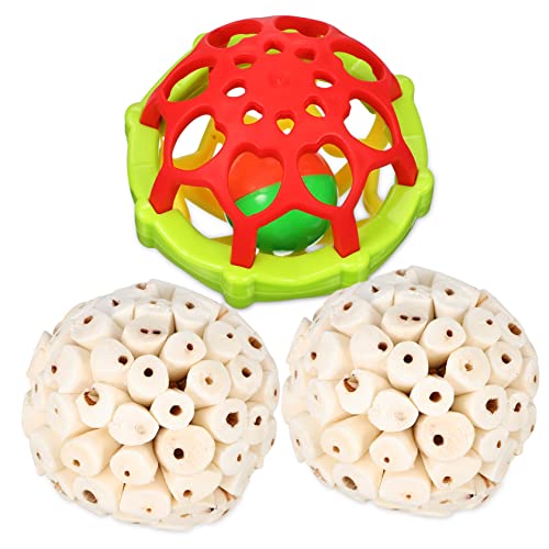 Hohopeti 3 STK Vogel Spielzeugball Kugeln für Vogelkäfige Vogelspielzeug für Sittiche Vogelspielzeug zum Kauen Bird Toys Vogelball für Papageien Nymphensittiche Spielzeug Vogelbälle Gummi von Hohopeti