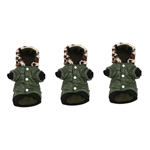 Hohopeti 3 Stücke Hund Padded Hund Mantel Hoodie Mantel Für Hunde Welpen Kleidung Armee Grün von Hohopeti