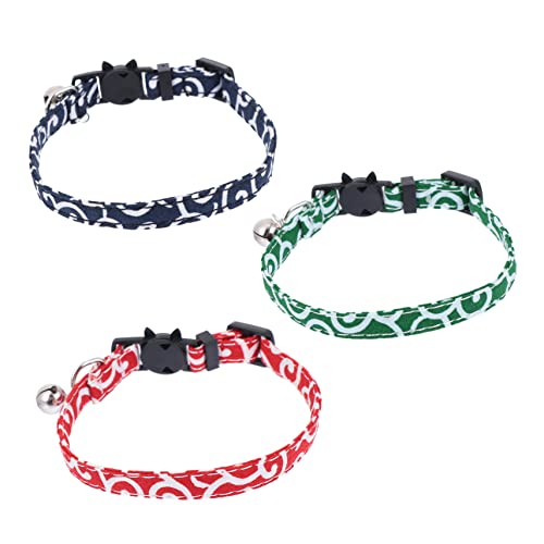 Hohopeti 3st Haustierhalsband Halsband Für Haustiere Halsband Mit Katzenhalskette Verstellbarer Kragen Bedrucktes Katzenhalsband Hummeln Glockenhalsband Für Katzen Drucken Nylon Krawatte von Hohopeti