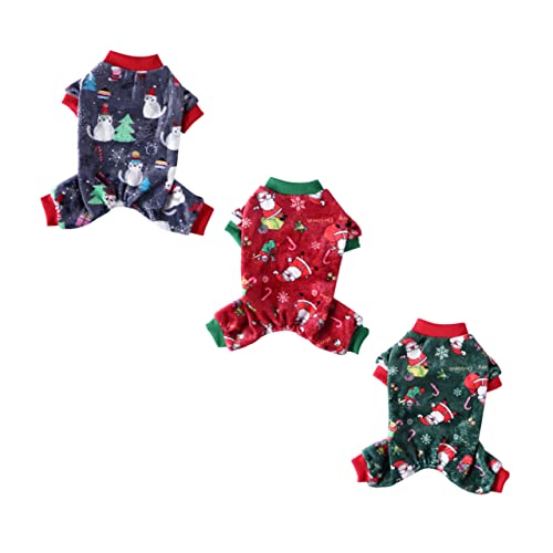 Hohopeti 3St Haustier Weihnachtspyjama dekorative Hundebekleidung Urlaub Hundekleid pet Supplies haustierbedarf Overalls aus korallenrotem Fleece für Haustiere Weihnachtskleidung für Hunde von Hohopeti