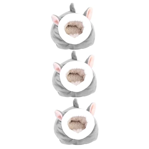 Hohopeti 3St kleines Tierbett Hamsternest Flauschige Kuscheltiere Igelsack Vogelpapageiennest Einstreu für Hamster haustierbett pet Bed Hamster Winterbett Haustier warmes Bett Light Grey von Hohopeti