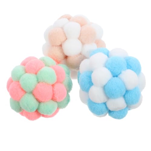 Hohopeti Spielzeug Für Katze Cat Toy Ball 3er Set Katzenspielzeug Bunte Üschbälle Mit Integriertem Glöckchen Interaktive Kratzbälle Für Katzen Weiche Und Elastische Katzenspielzeuge Für Drinnen von Hohopeti