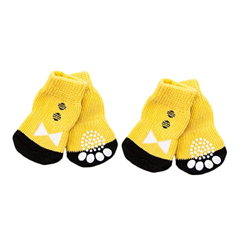 Hohopeti 4 Stück Baumwollsocken für Haustiere Welpe Pudelsocken Hundestrümpfe Sockenwärmer Hundepfotenschutz pet Supplies Baumwoll socken sockenschuhe Haustiersocken Hundesocken Yellow von Hohopeti