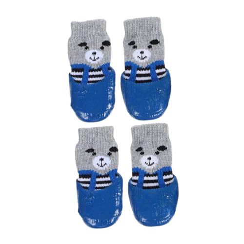 Hohopeti Niedliches Hundesocken-Set mit Cartoon-Muster 4-teilig wasserdicht rutschfeste Socken für Hunde Pfotenschutz von Hohopeti