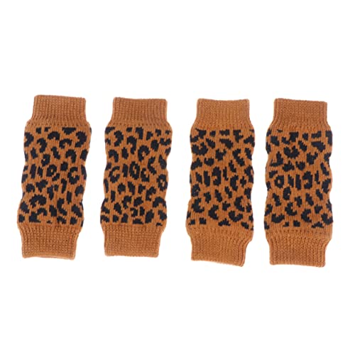 Hohopeti 4 Stück Haustiersocken Für Hunde Größe L Winter Strümpfe Mit Leopardenmuster Anti Schmutz Beinschutz Für Haustierhunde rutschfeste Pfotenschutzsocken Für Drinnen Und von Hohopeti