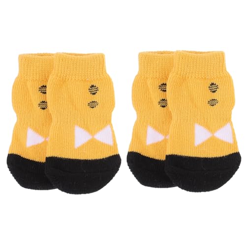 Hohopeti 4 Stück Haustiersocken Pfotenschutzsocken Für Haustiere Hundesocken Für Verletzte Pfoten Hundesocken Für Drinnen Welpe Hundesocken Für Hunde Socken Socken Hundestrümpfe Yellow von Hohopeti